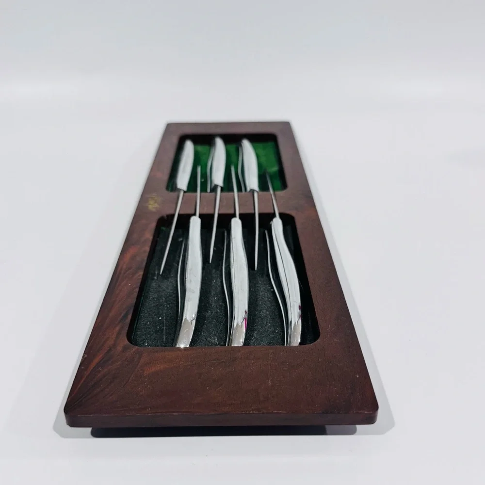 Vintage Carvel Hall Steak Knives Set Of 6 W Display Stainless Steel Made In USA‎